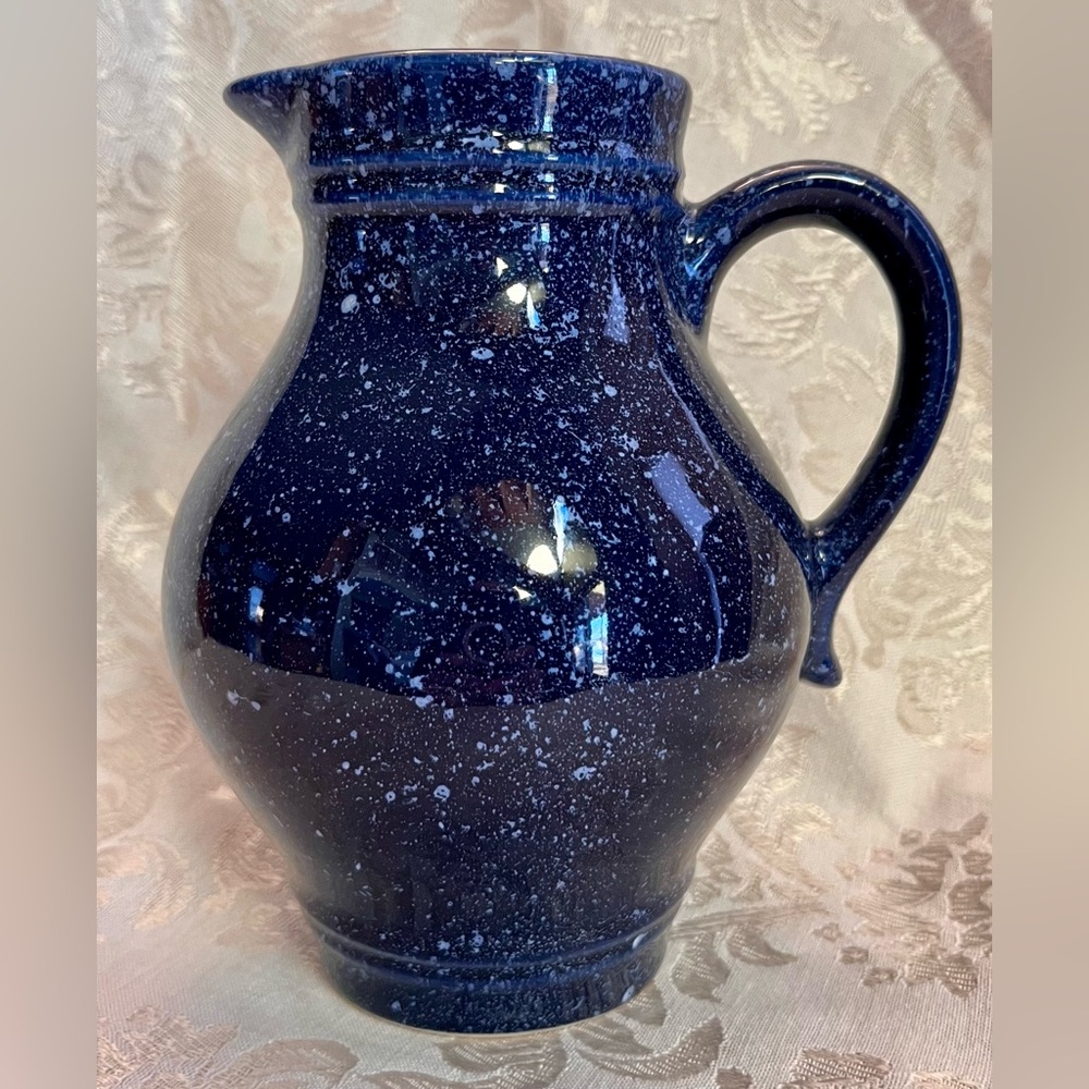 Vintage Scheurich Keramik 274-18 Blue Speckled Fat Lava Jug Vase West Germany